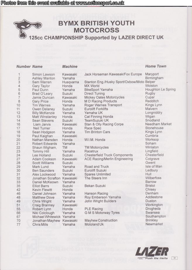 Event programme page
